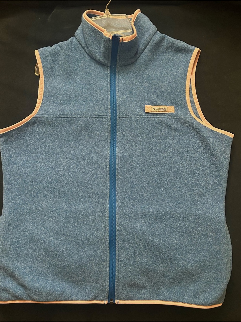 Columbia Blue Fleece Vest with Pink Trim
